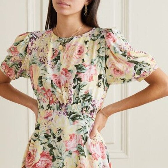 Faithfull The Brand Sidonie Aurelia Floral Off White Chestnut Mini Dress NWT 2 - Picture 5 of 16